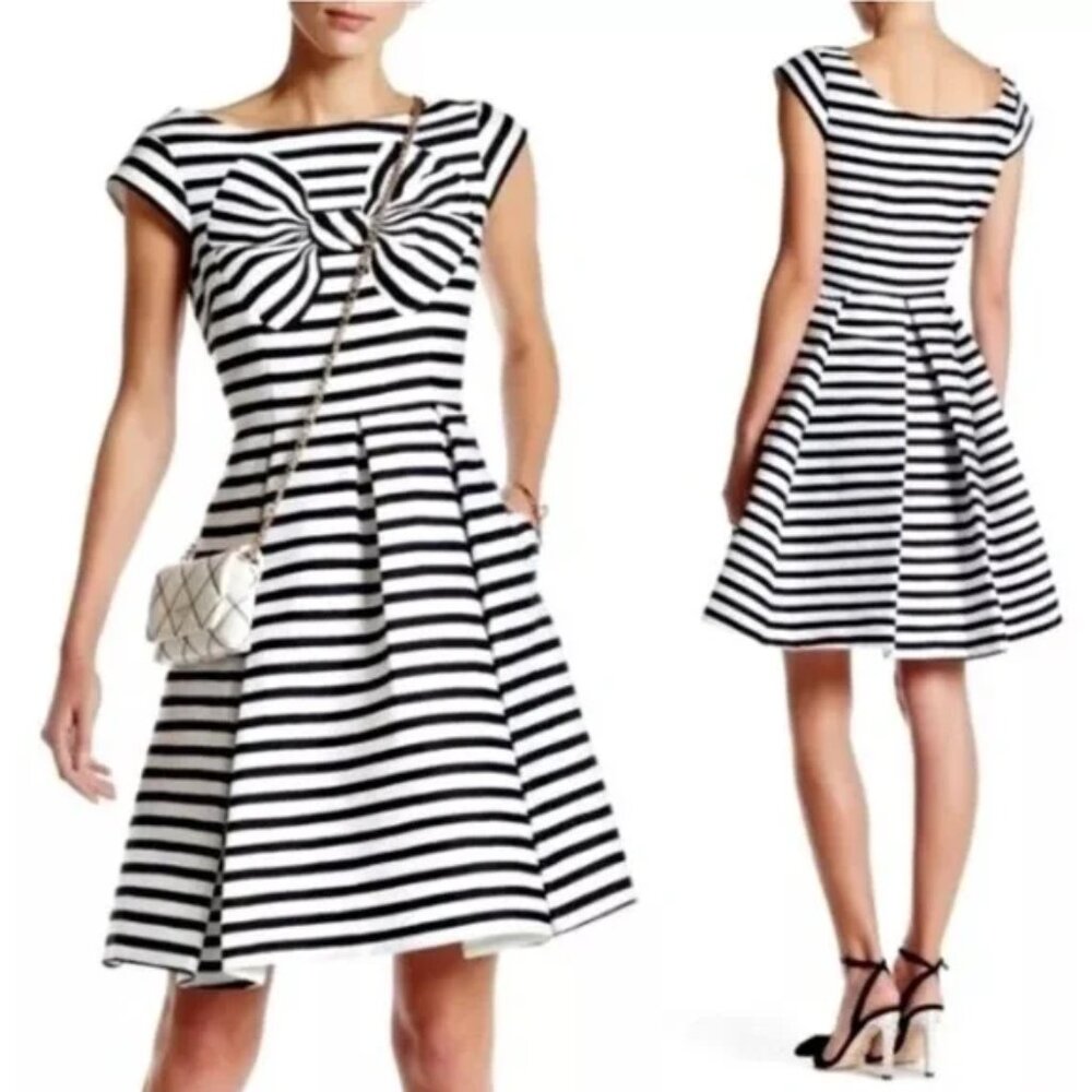 Bow Stripe Mariella Fitted Dress
